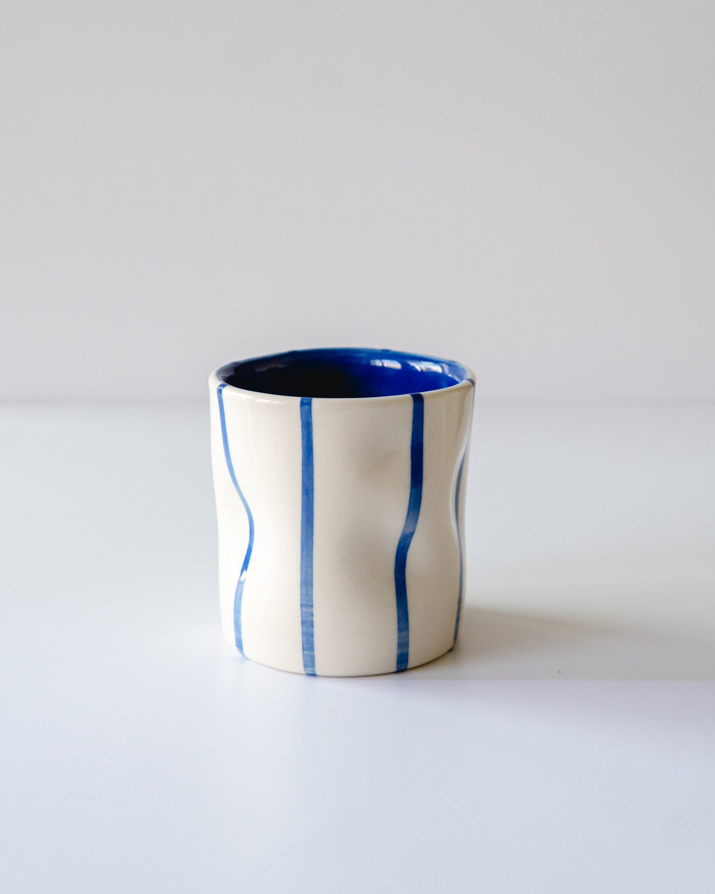Blue Stripe Flowy Cup