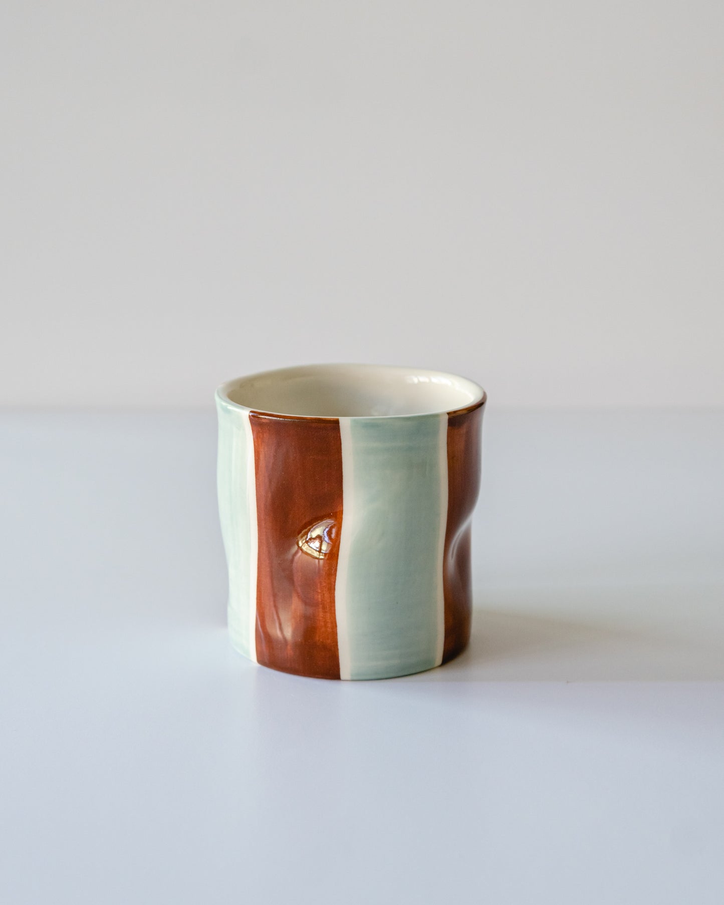 Seafoam + Brown Stripe Flowy Cup