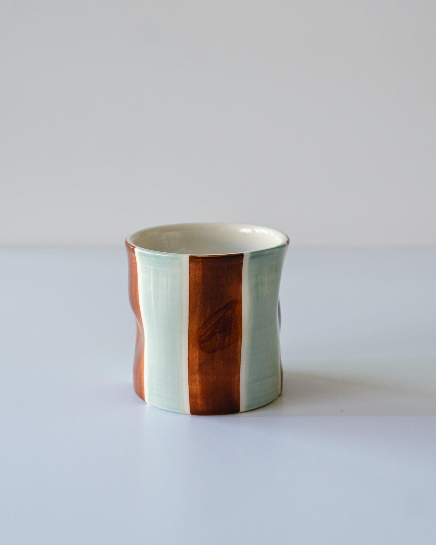 Seafoam + Brown Stripe Flowy Cup