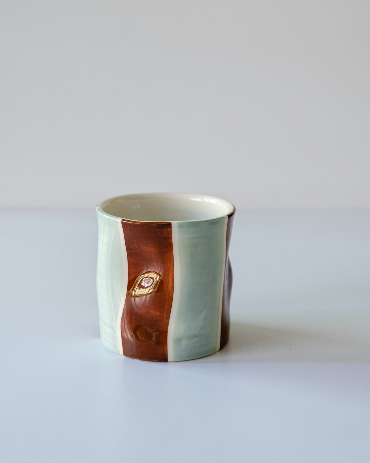 Seafoam + Brown Stripe Flowy Cup