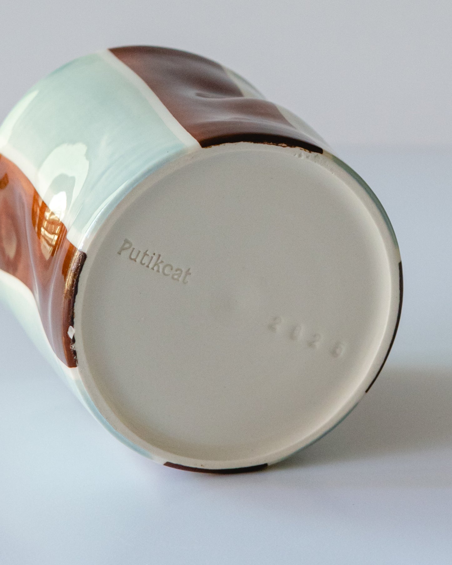 Seafoam + Brown Stripe Flowy Cup