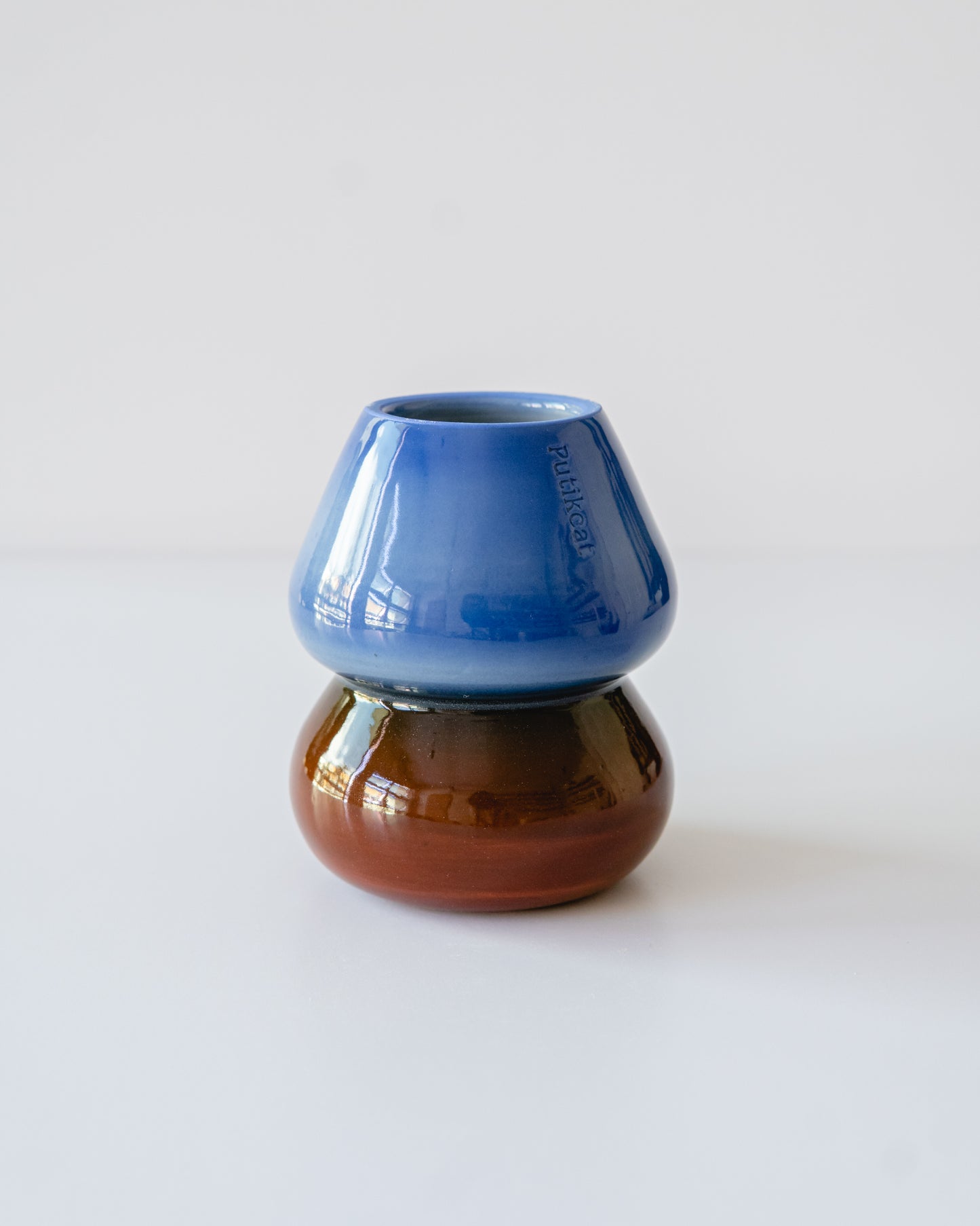 Blue + Brown Lamp Whisk Holder