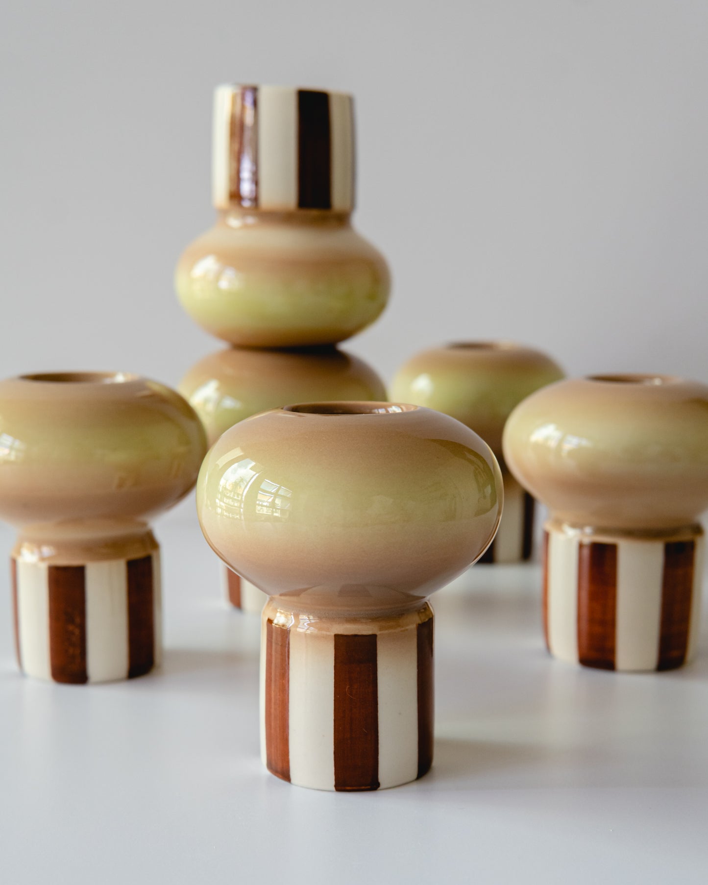 Olive + Brown Lamp Whisk Holder