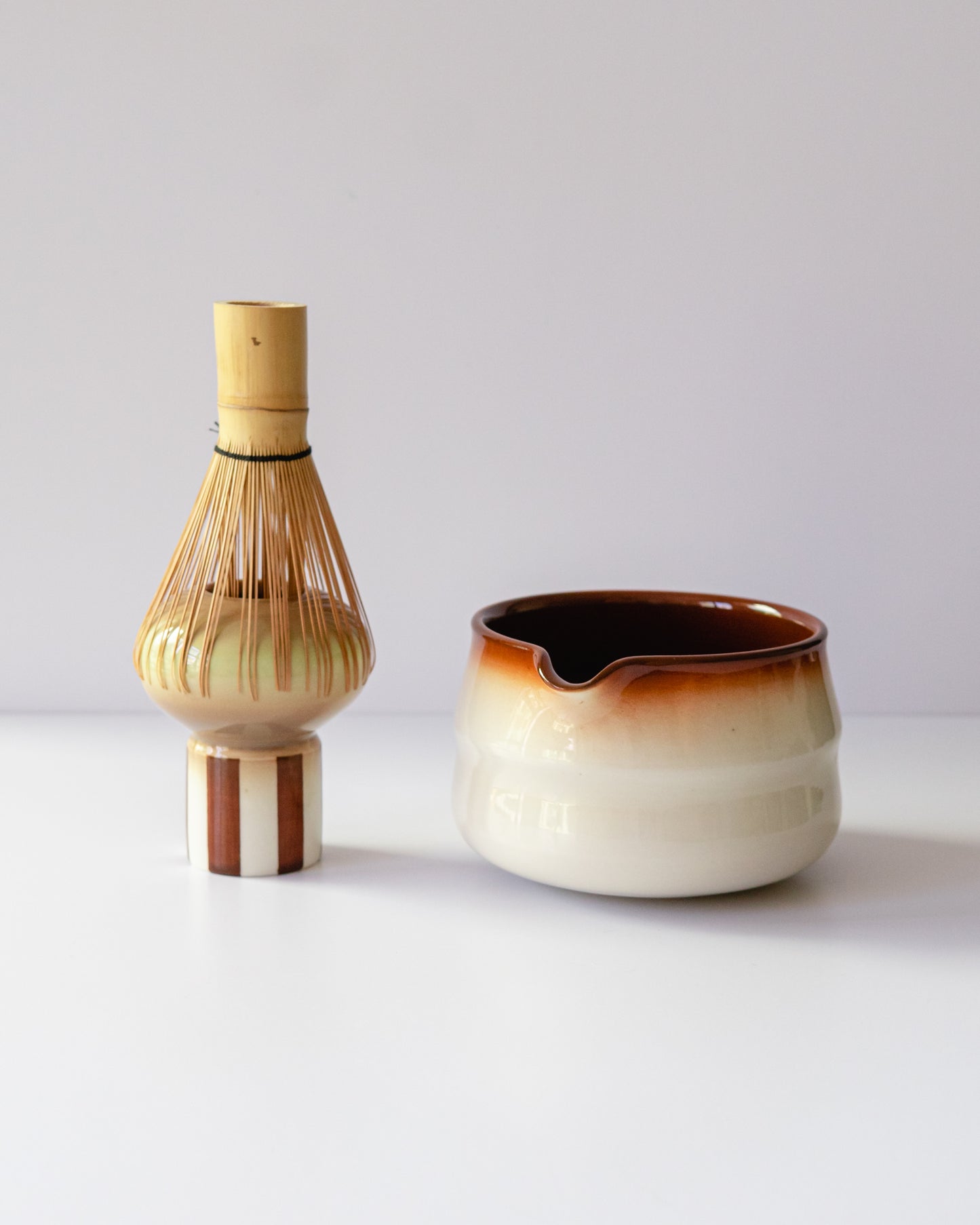 Olive + Brown Lamp Whisk Holder