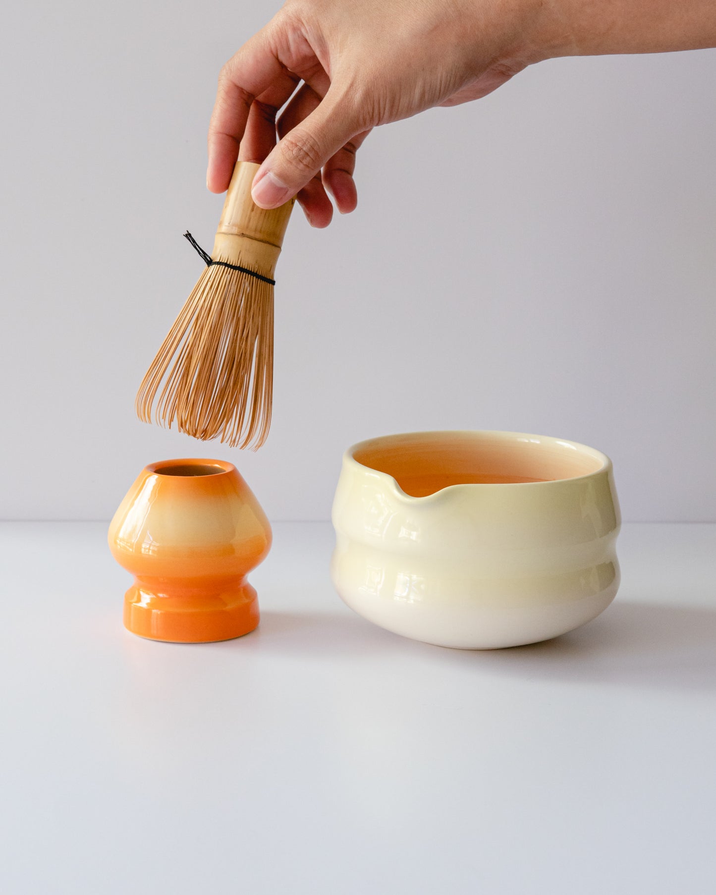 Butter yellow + Orange Matcha Bowl