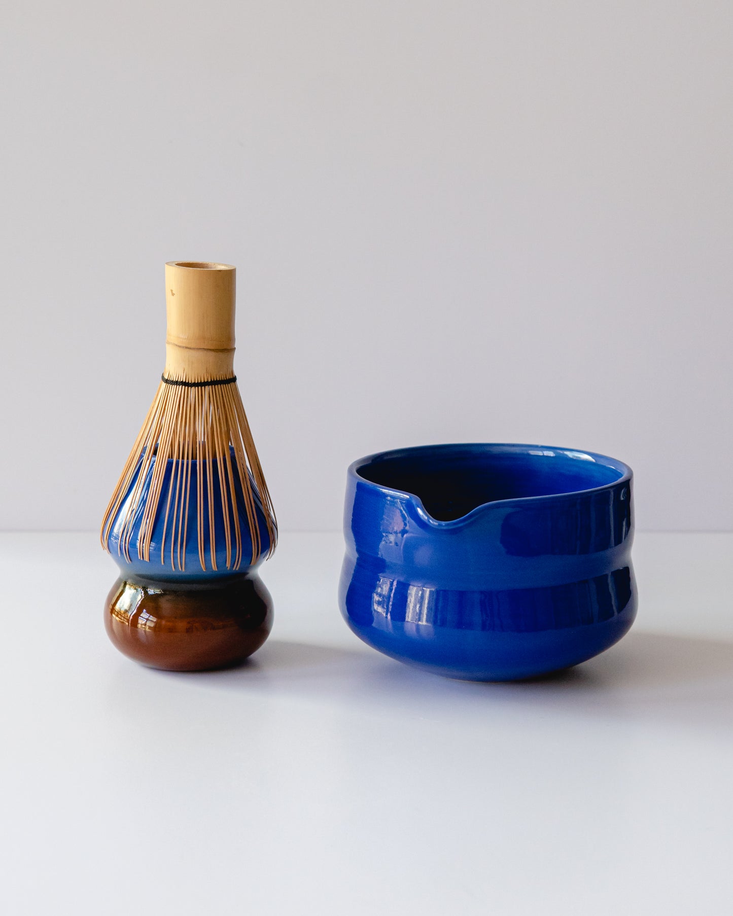 Blue + Brown Lamp Whisk Holder